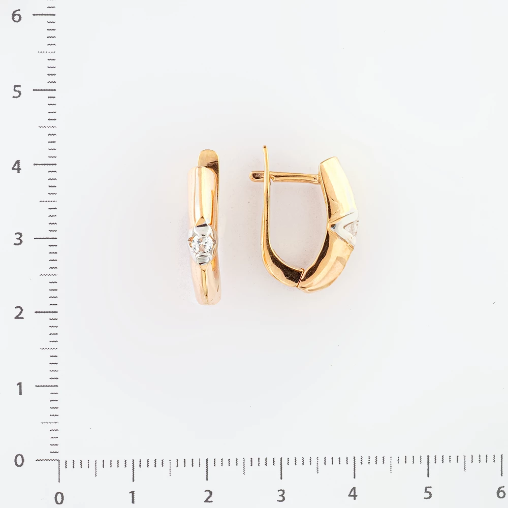 Серьги с фианитом из красного золота 585 пробы