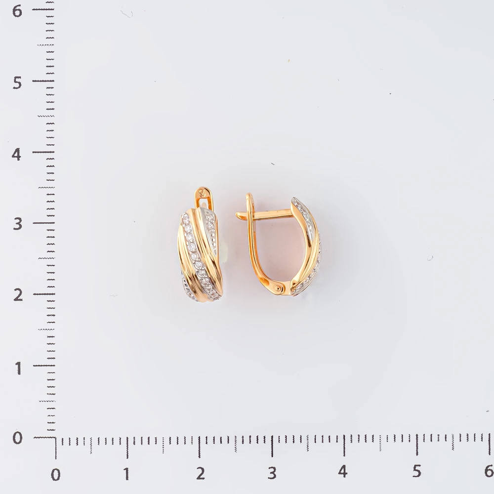 Серьги с фианитом из красного золота 585 пробы