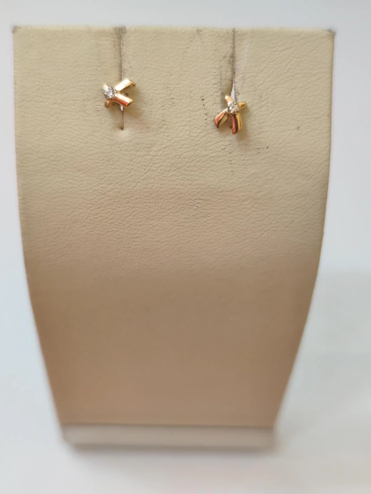 Серьги с фианитом из красного золота 585 пробы