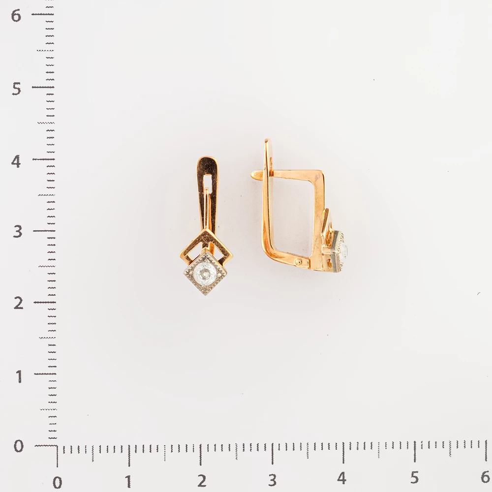 Серьги с фианитом из красного золота 583 пробы