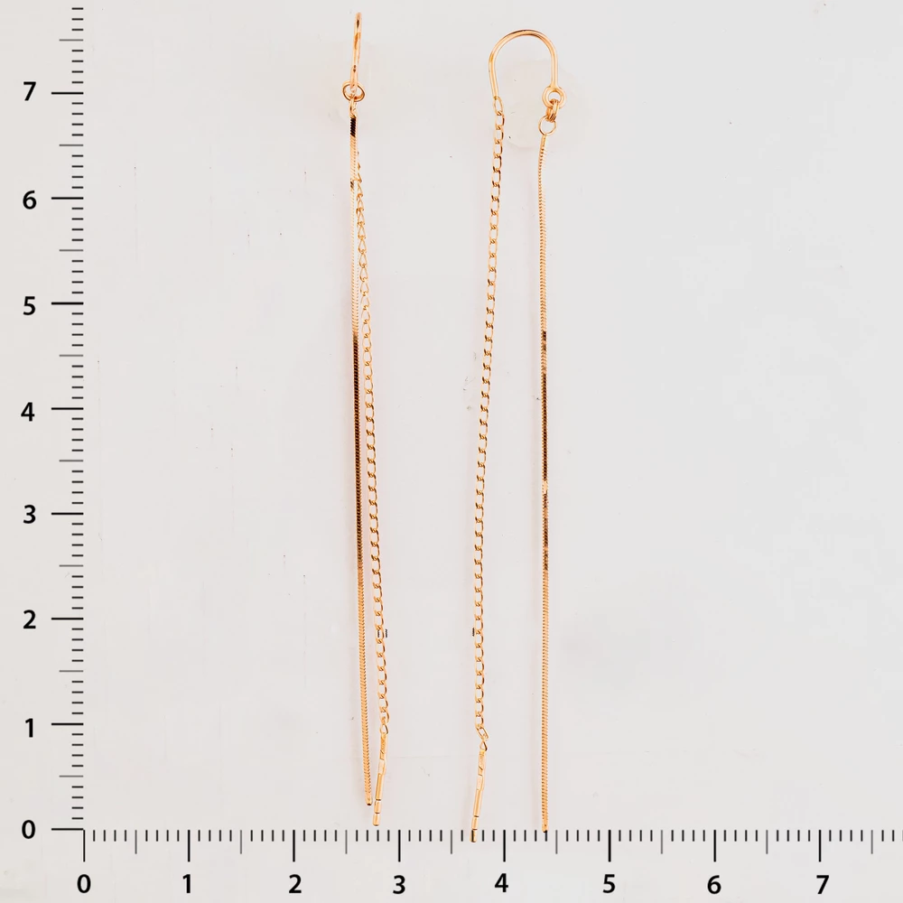 Серьги-продевки из красного золота 585 пробы