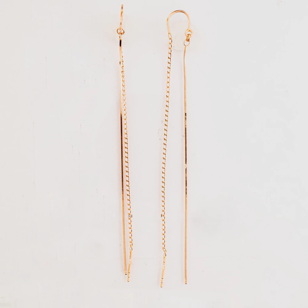 Серьги-продевки из красного золота 585 пробы