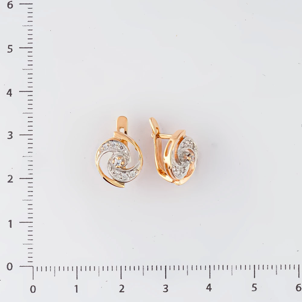 Серьги с фианитом из красного золота 585 пробы