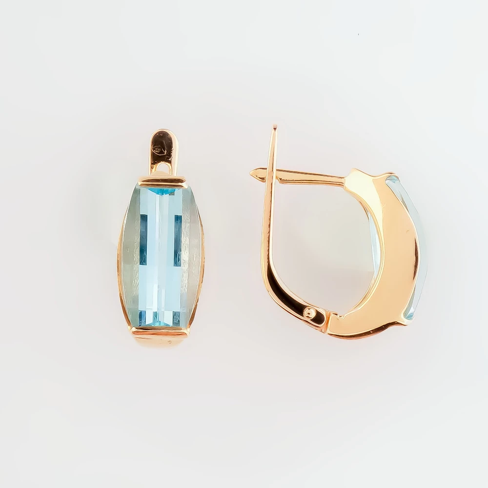 Серьги с топазом из красного золота 585 пробы