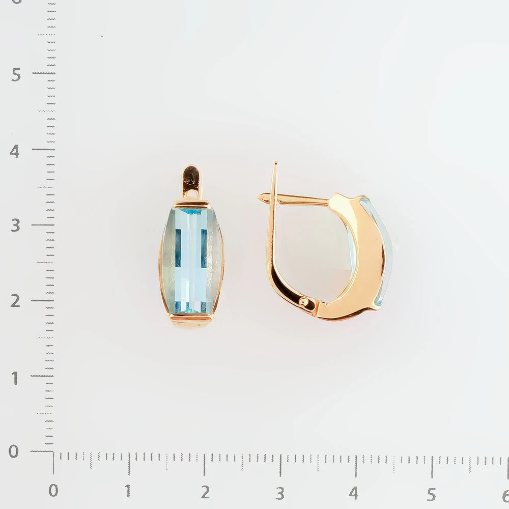 Серьги с топазом из красного золота 585 пробы