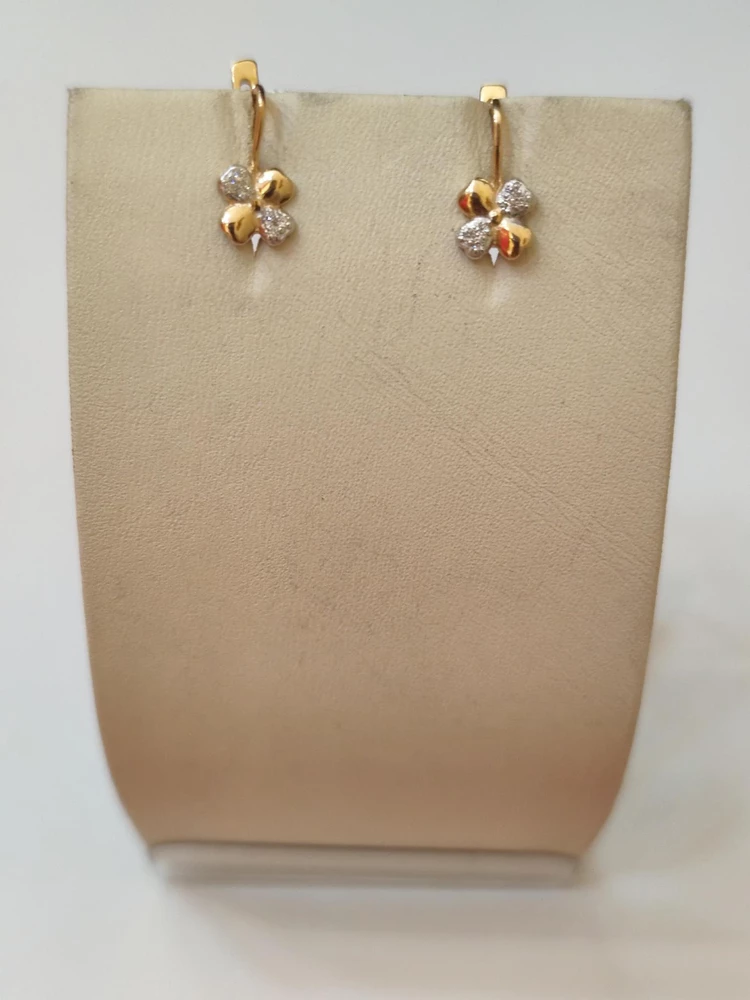 Серьги с фианитом из красного золота 585 пробы