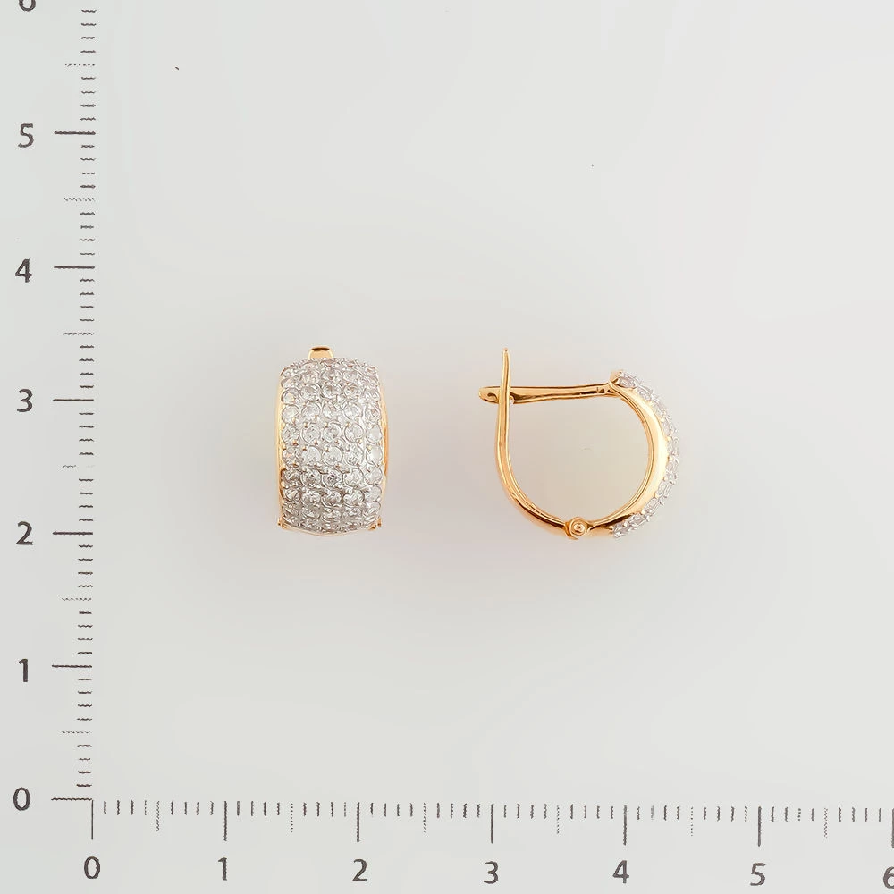 Серьги с фианитом из красного золота 585 пробы