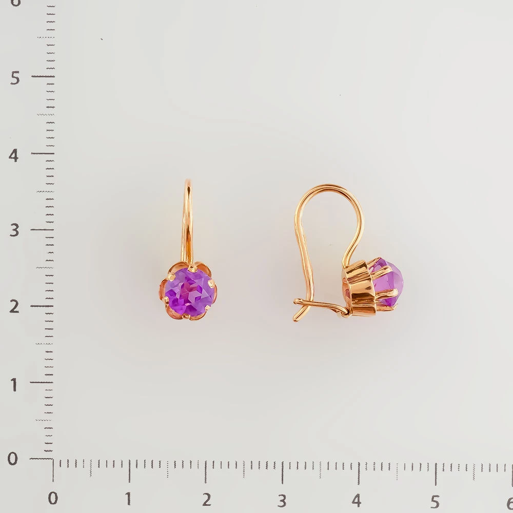 Серьги с фианитом из красного золота 583 пробы