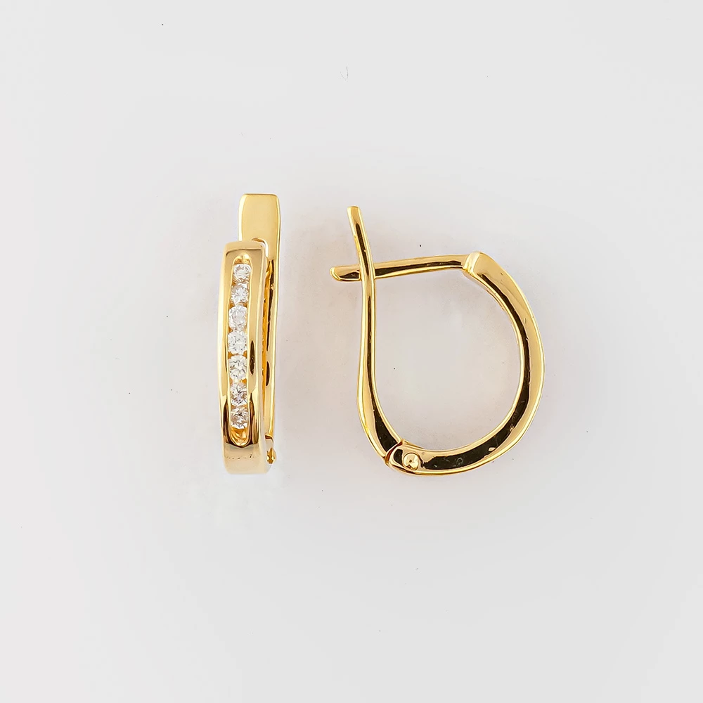 Серьги с бриллиантом из желтого золота 585 пробы