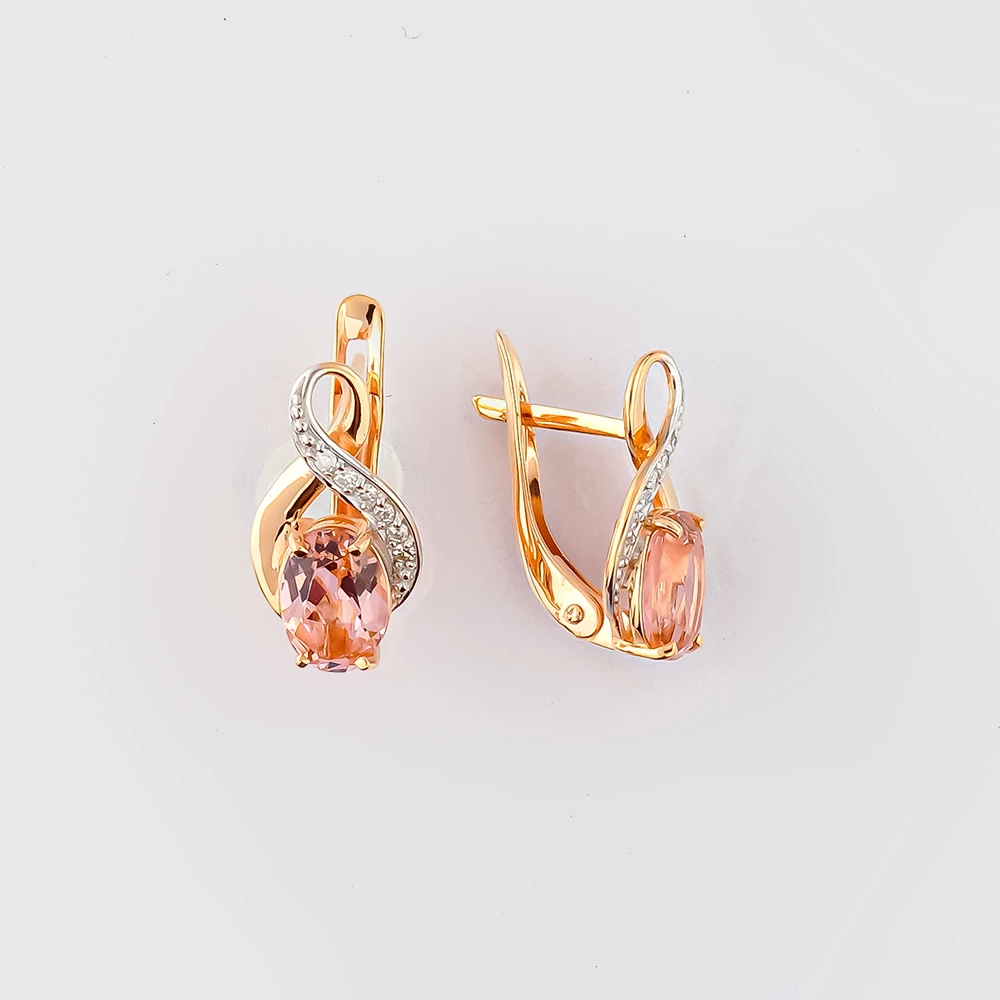 Серьги с ситаллом из красного золота 585 пробы