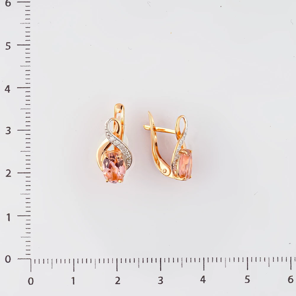 Серьги с ситаллом из красного золота 585 пробы
