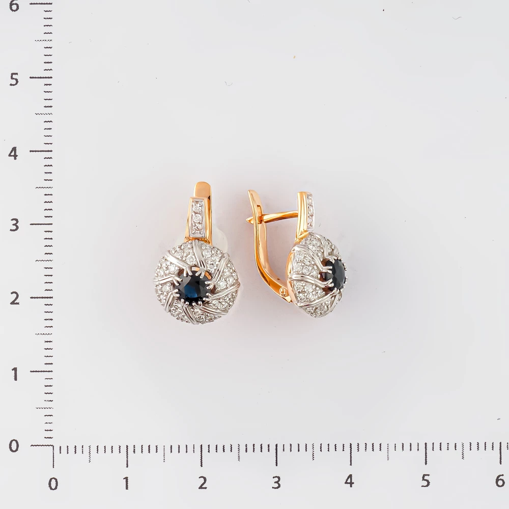 Серьги с сапфиром из красного золота 585 пробы