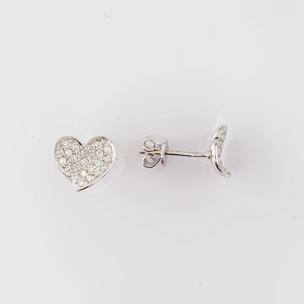 Серьги с бриллиантом из белого золота 585 пробы