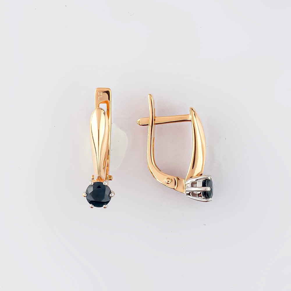 Серьги с сапфиром из красного золота 585 пробы