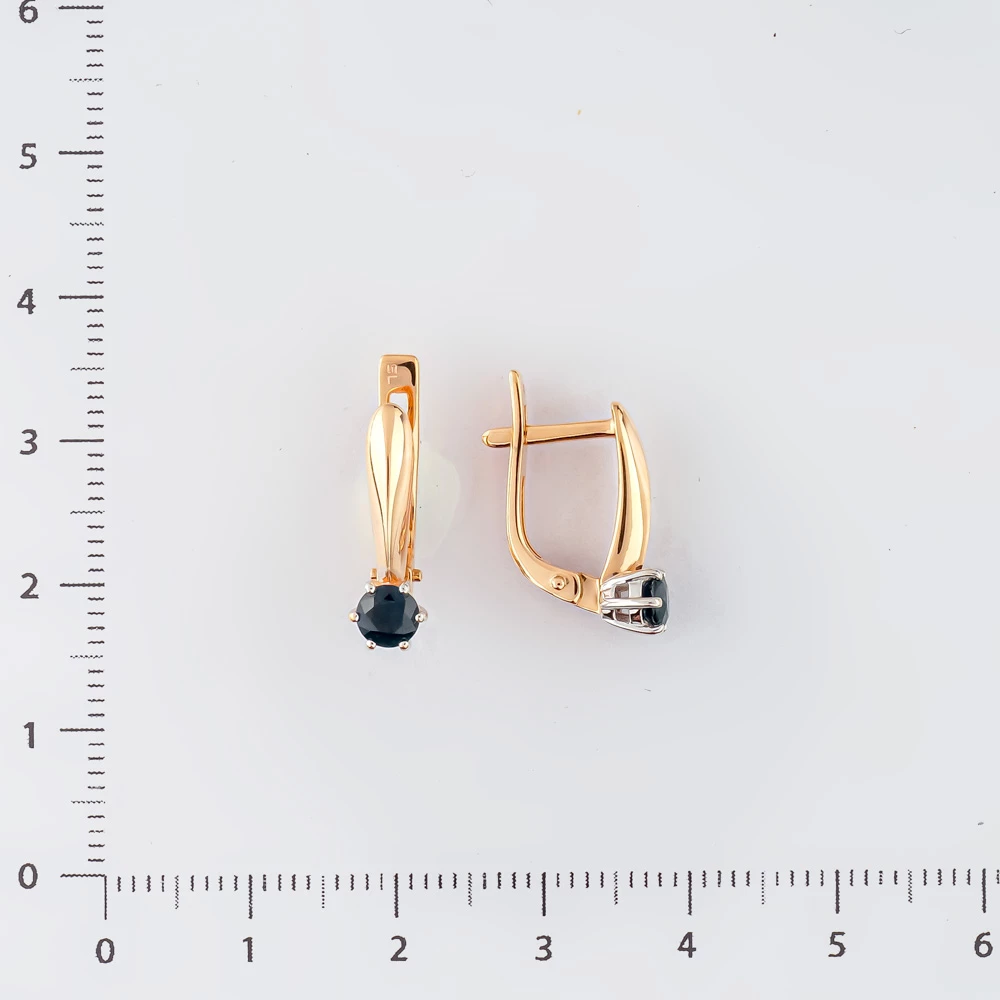 Серьги с сапфиром из красного золота 585 пробы