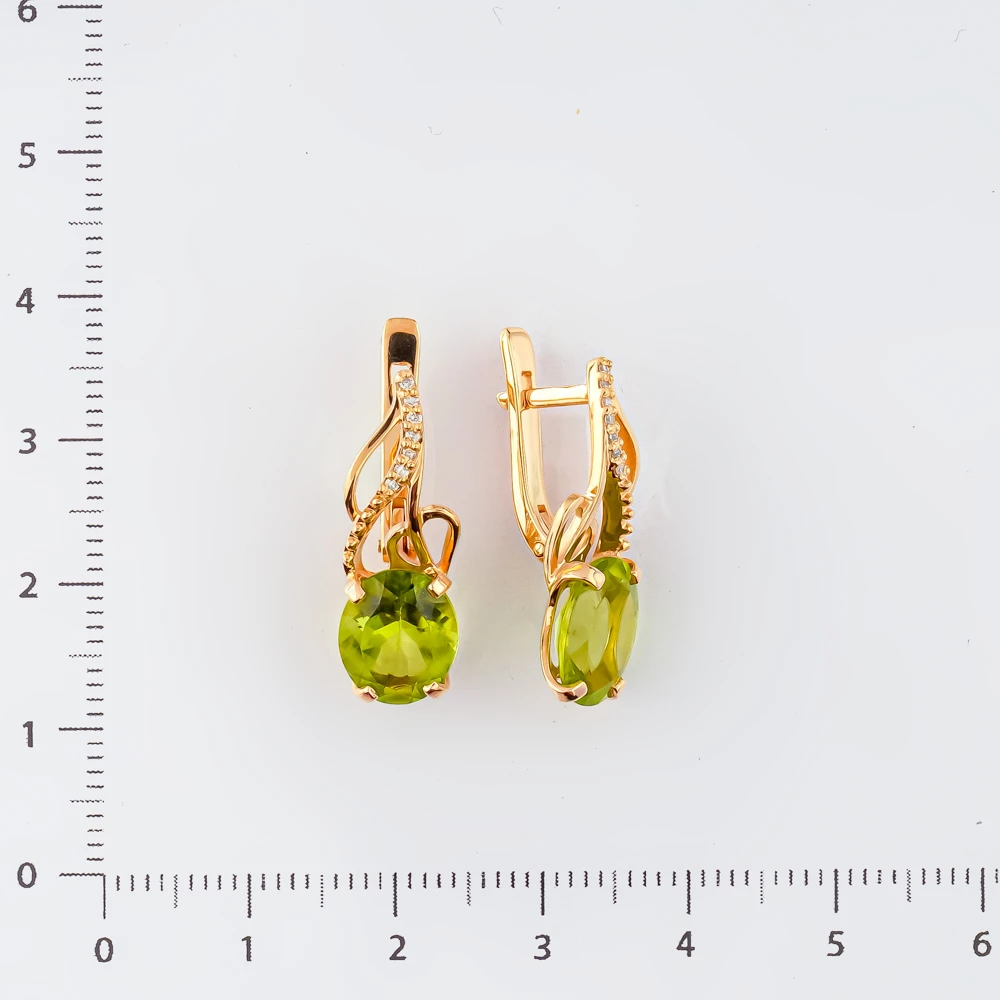 Серьги с ситаллом из красного золота 585 пробы