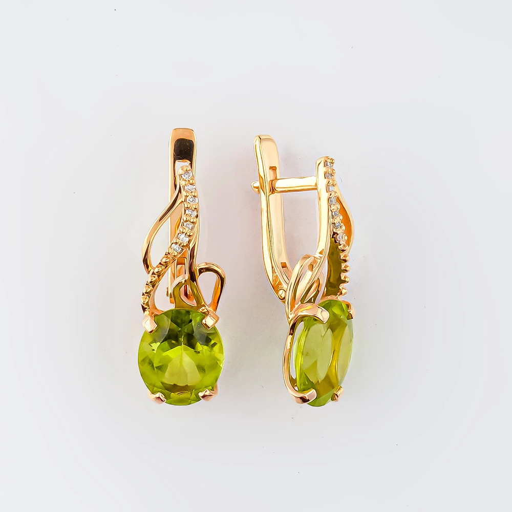 Серьги с ситаллом из красного золота 585 пробы