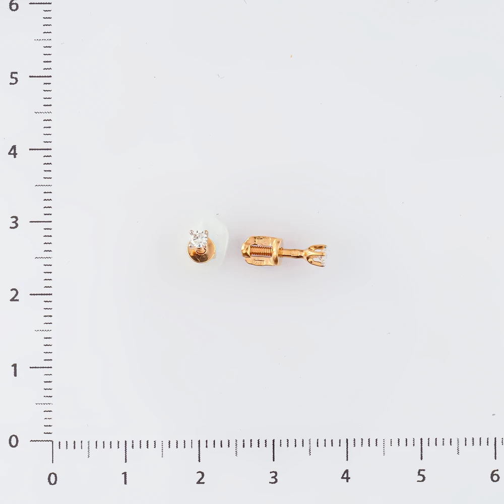 Серьги с бриллиантом из красного золота 585 пробы