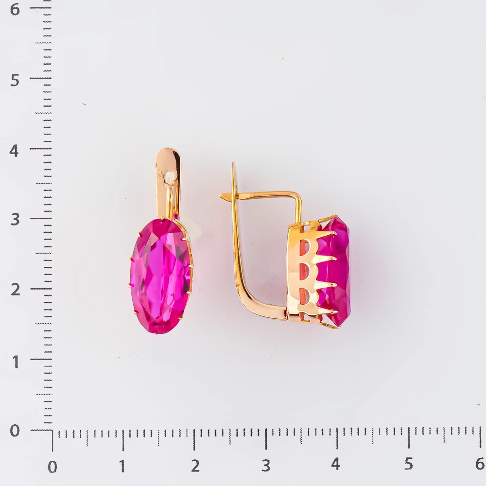 Серьги с фианитом из красного золота 583 пробы