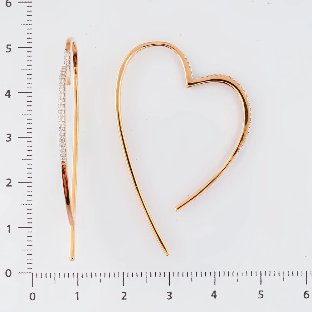 Серьги с бриллиантом из красного золота 585 пробы