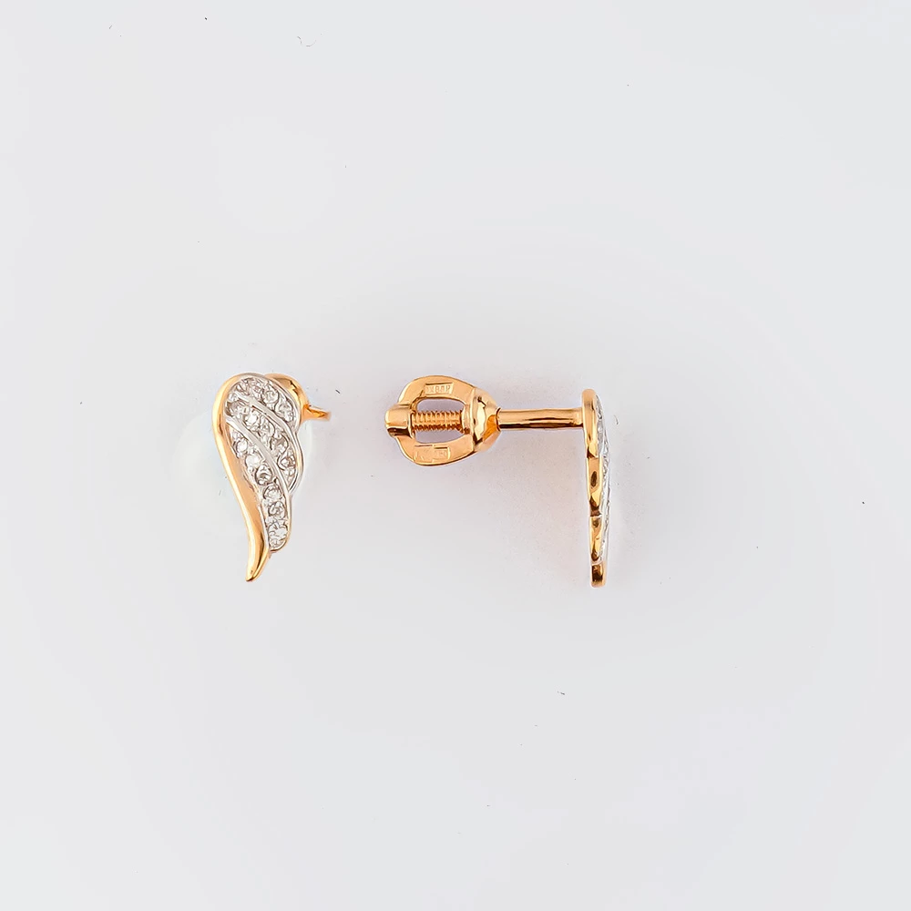 Серьги с бриллиантом из красного золота 585 пробы