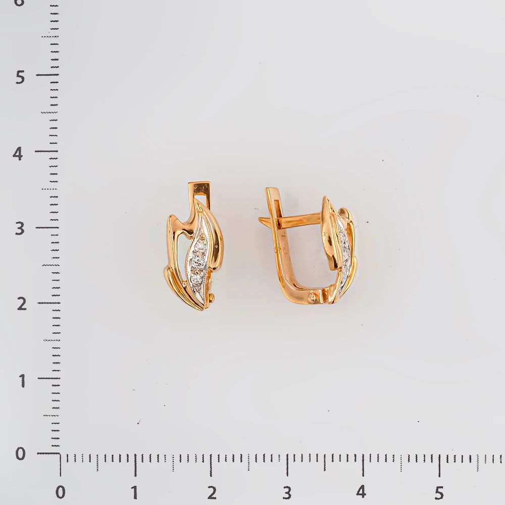 Серьги с фианитом из красного золота 585 пробы