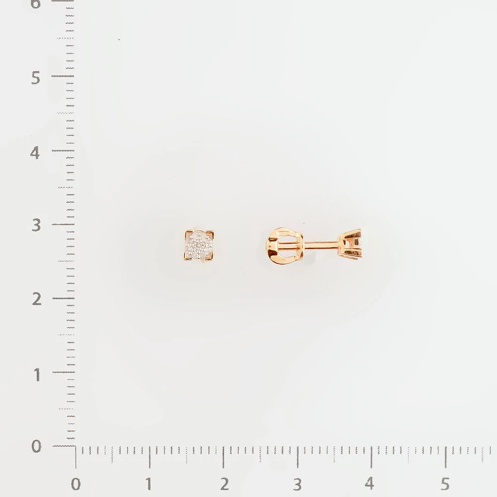 Серьги с бриллиантом из красного золота 585 пробы