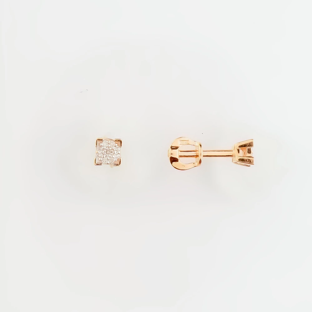 Серьги с бриллиантом из красного золота 585 пробы