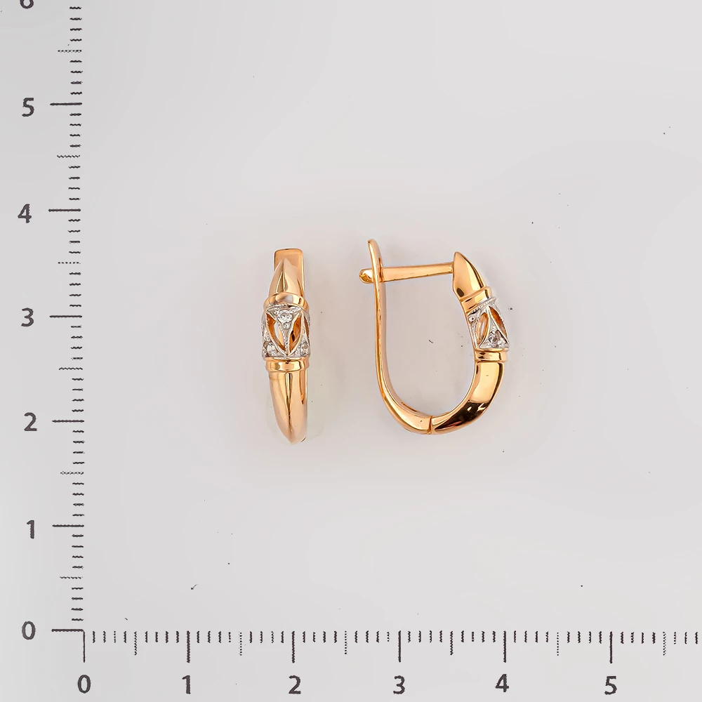 Серьги с фианитом из красного золота 585 пробы