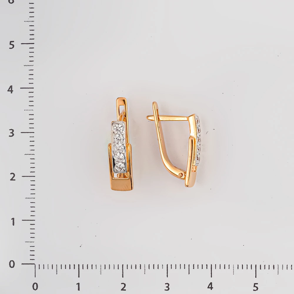 Серьги с фианитом из красного золота 585 пробы