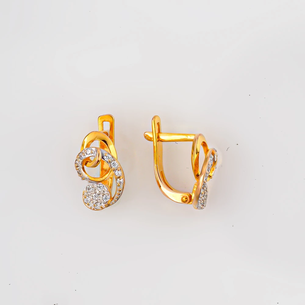 Серьги с фианитом из желтого золота 375 пробы