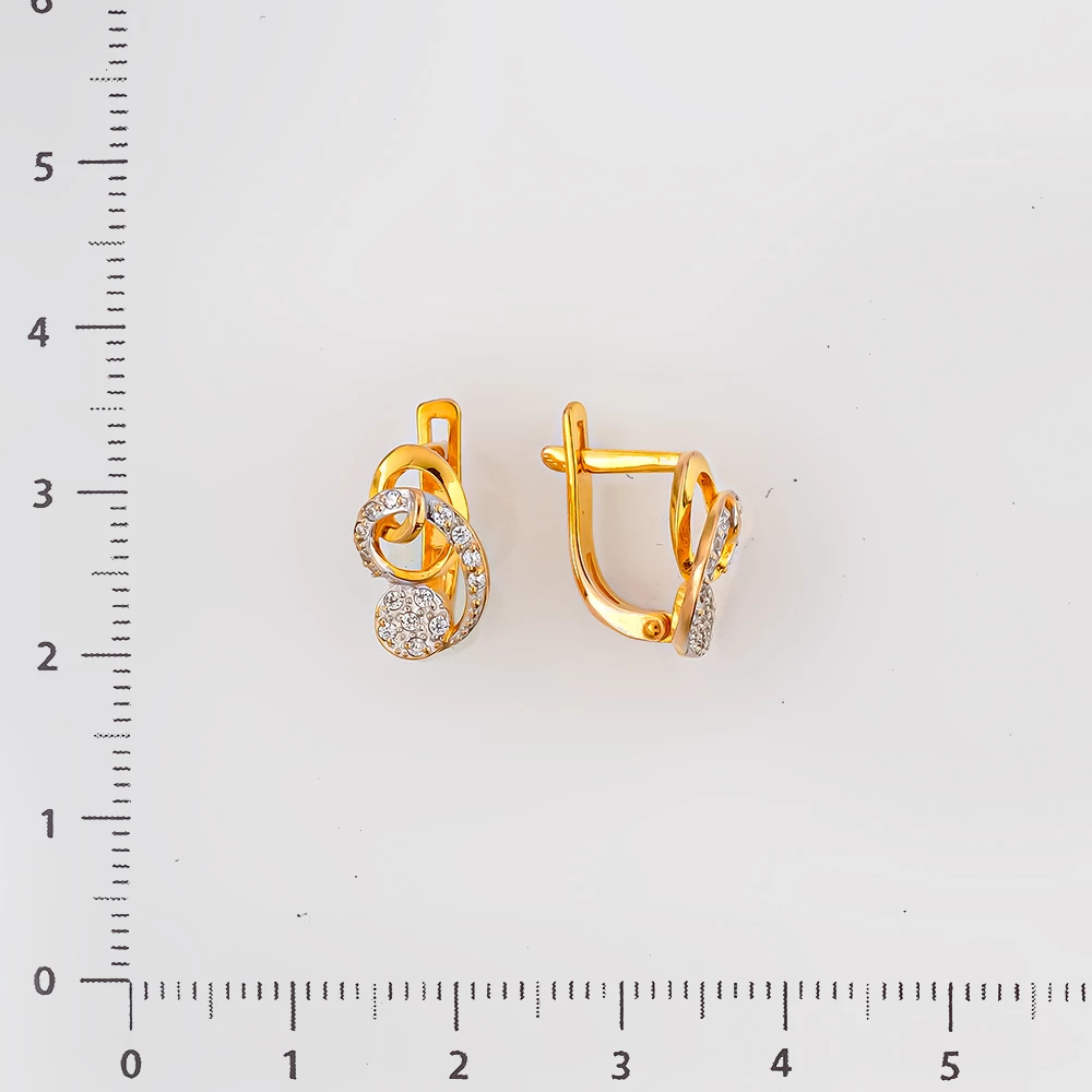 Серьги с фианитом из желтого золота 375 пробы