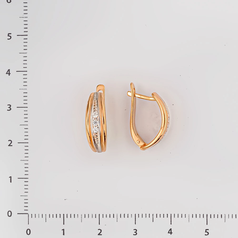 Серьги с фианитом из красного золота 585 пробы