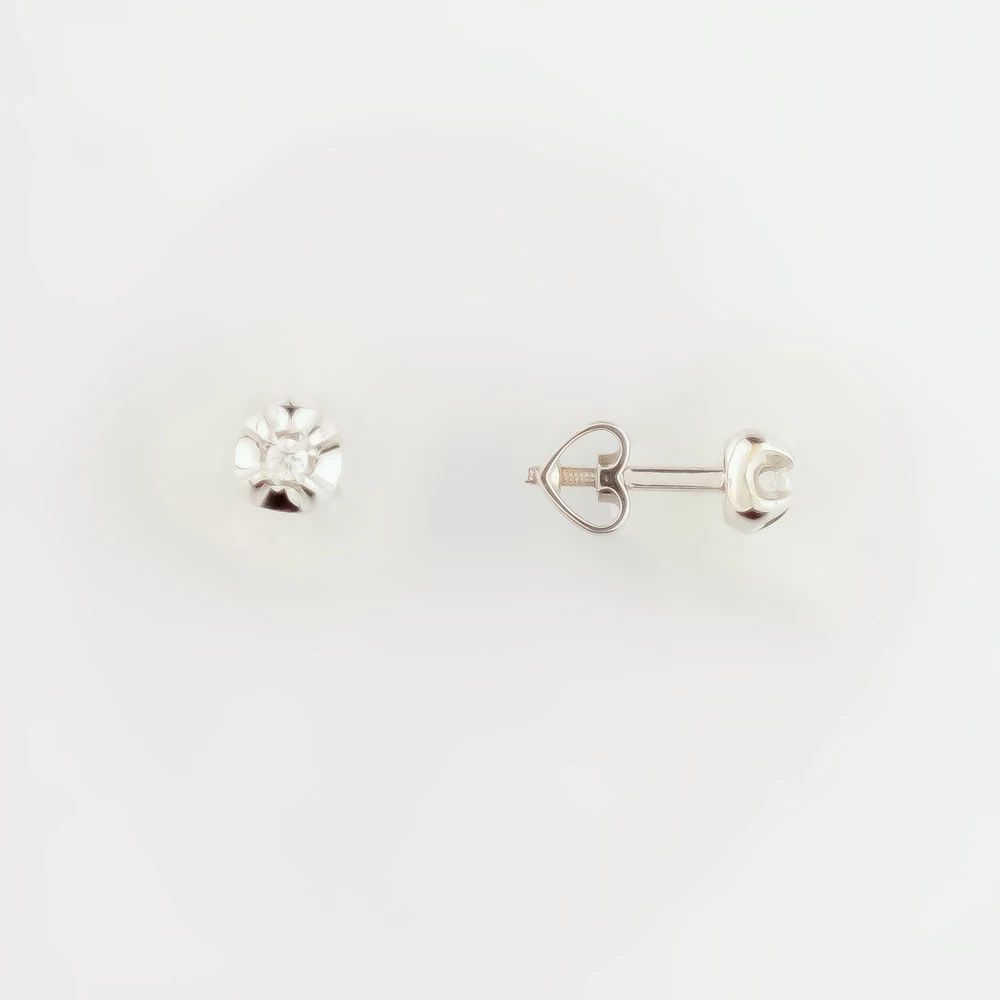 Серьги с бриллиантом из белого золота 585 пробы