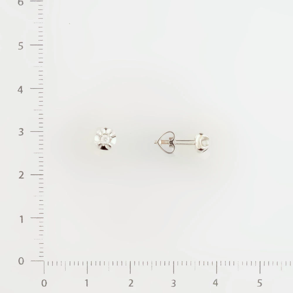 Серьги с бриллиантом из белого золота 585 пробы