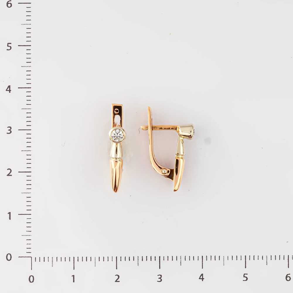 Серьги с бриллиантом из красного золота 585 пробы