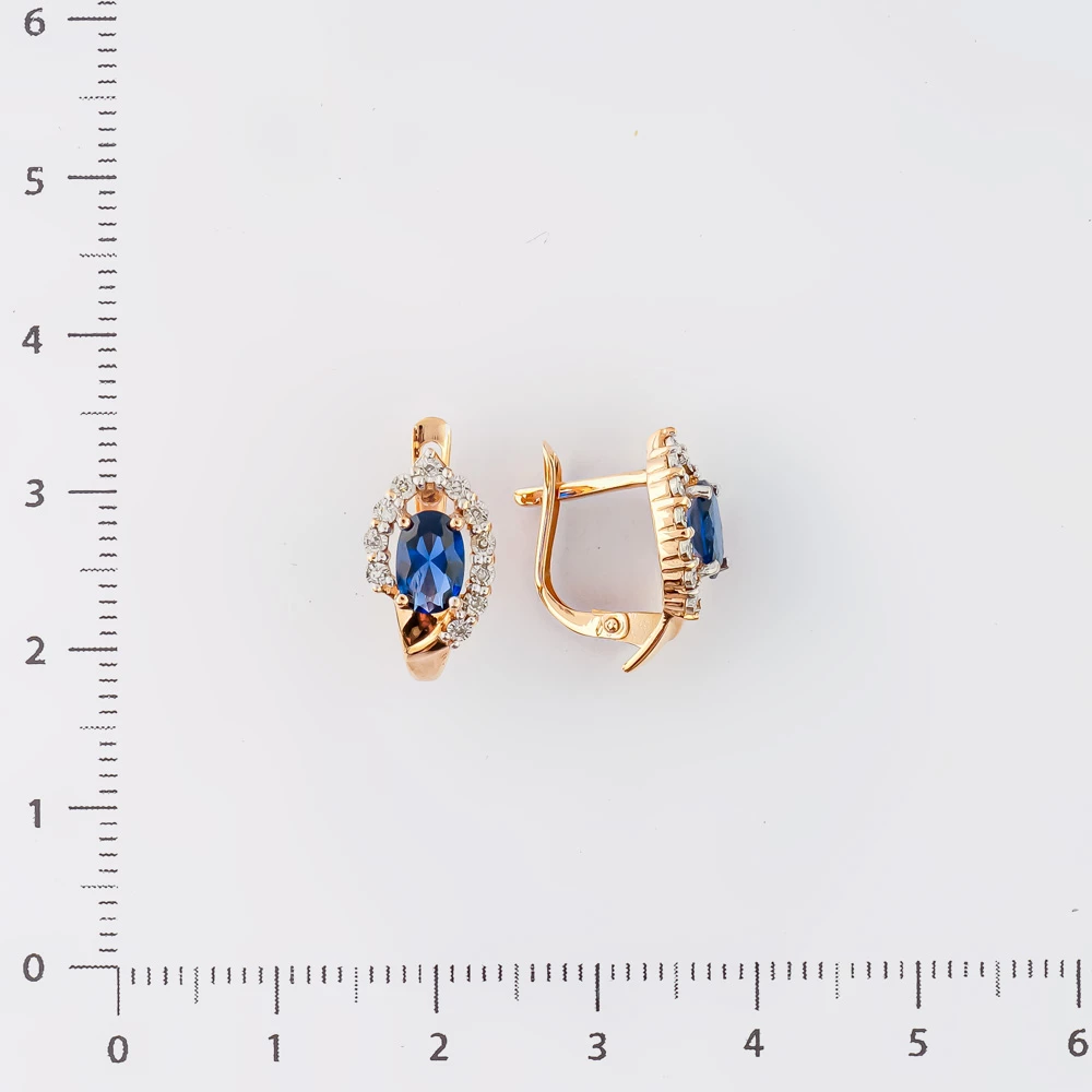 Серьги с ситаллом из красного золота 585 пробы