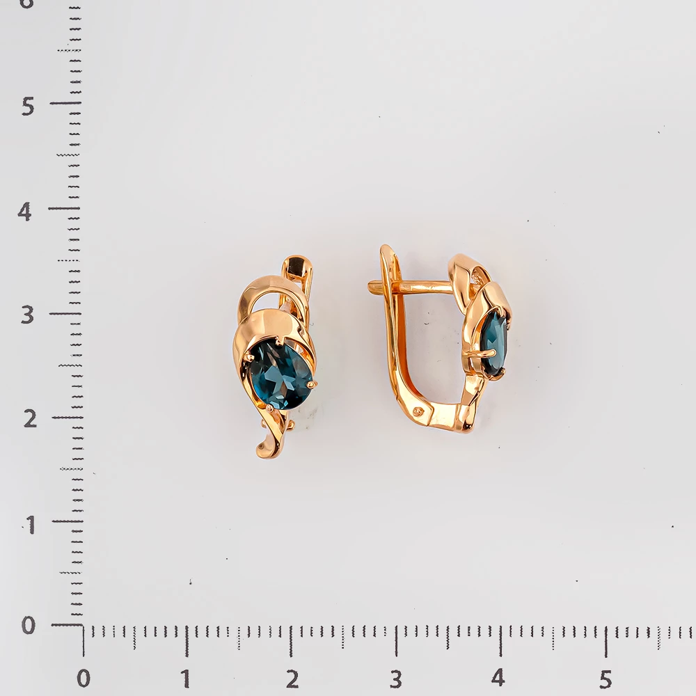 Серьги с топазом лондон из красного золота 585 пробы