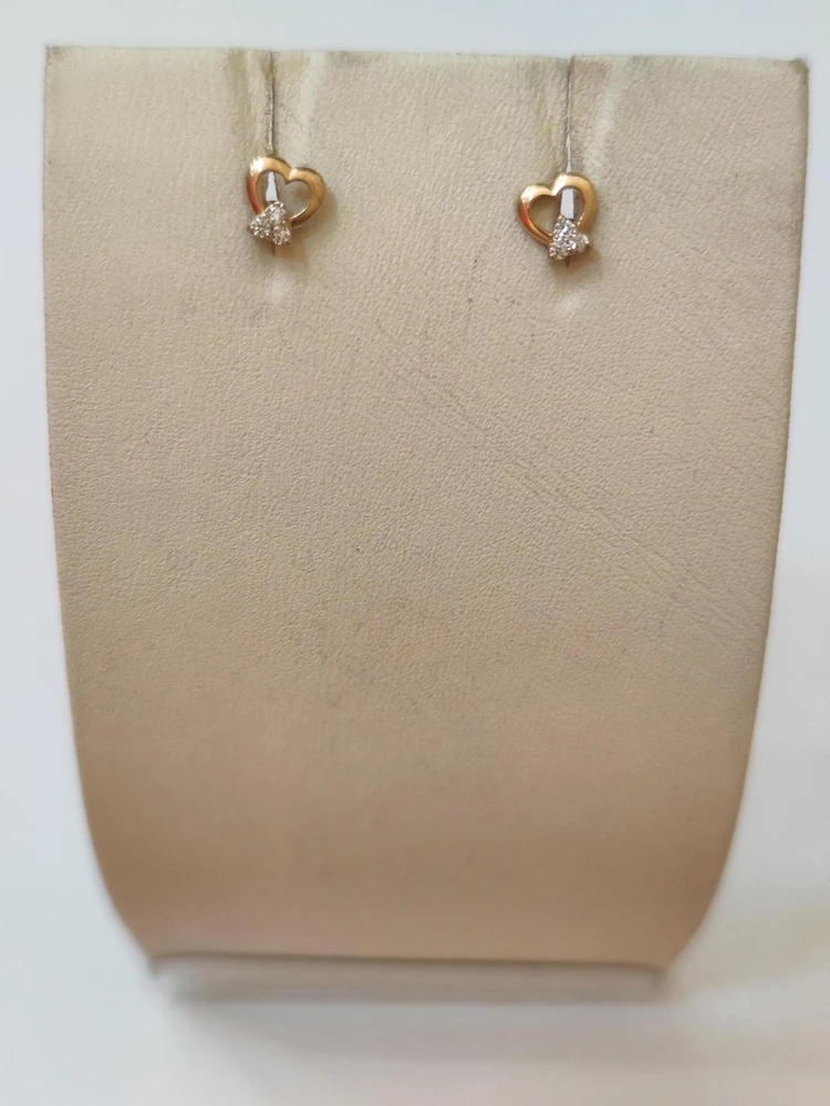 Серьги с фианитом из красного золота 585 пробы