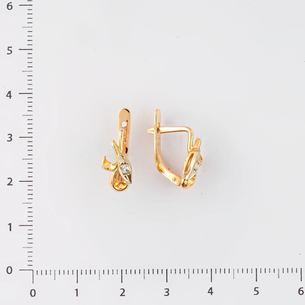 Серьги с бриллиантом из красного золота 583 пробы