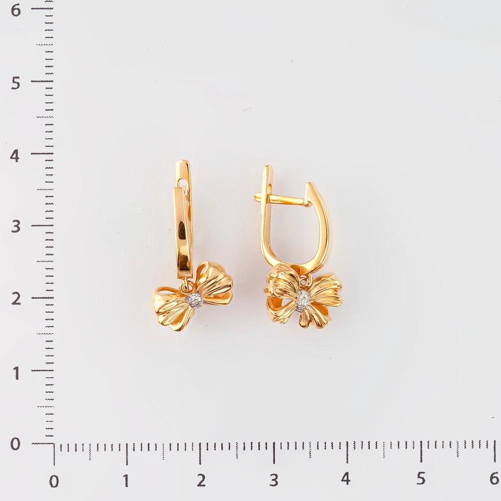 Серьги с бриллиантом из красного золота 585 пробы