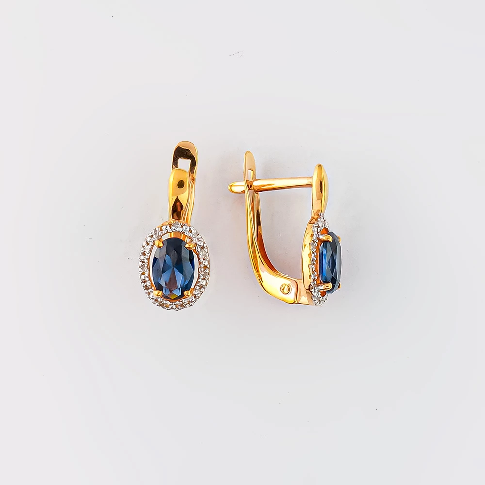 Серьги с ситаллом из красного золота 375 пробы