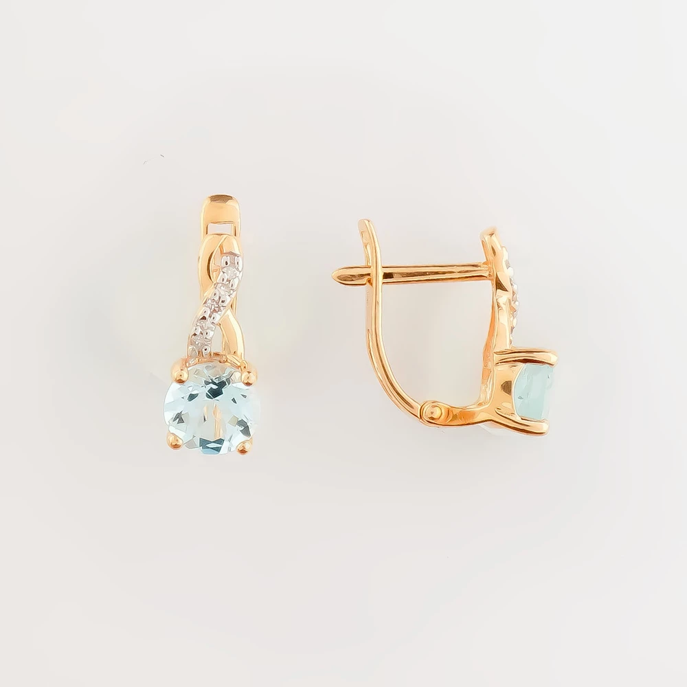 Серьги с топазом из красного золота 585 пробы