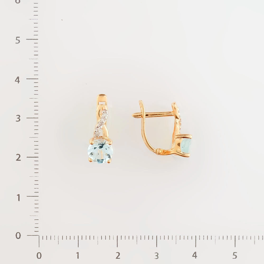 Серьги с топазом из красного золота 585 пробы