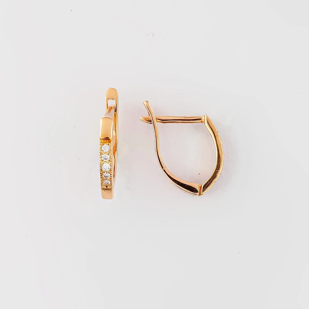 Серьги с бриллиантом из красного золота 585 пробы