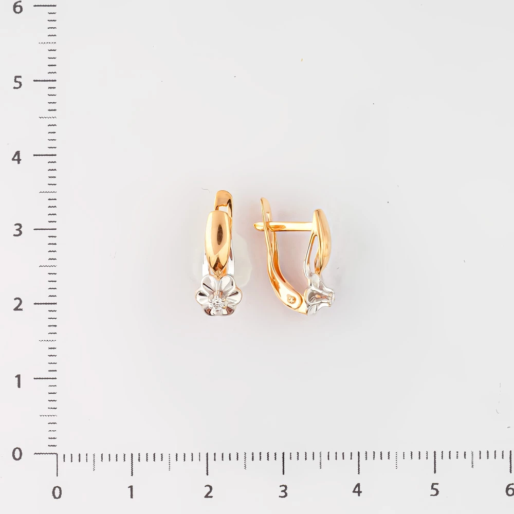 Серьги с бриллиантом из красного золота 585 пробы