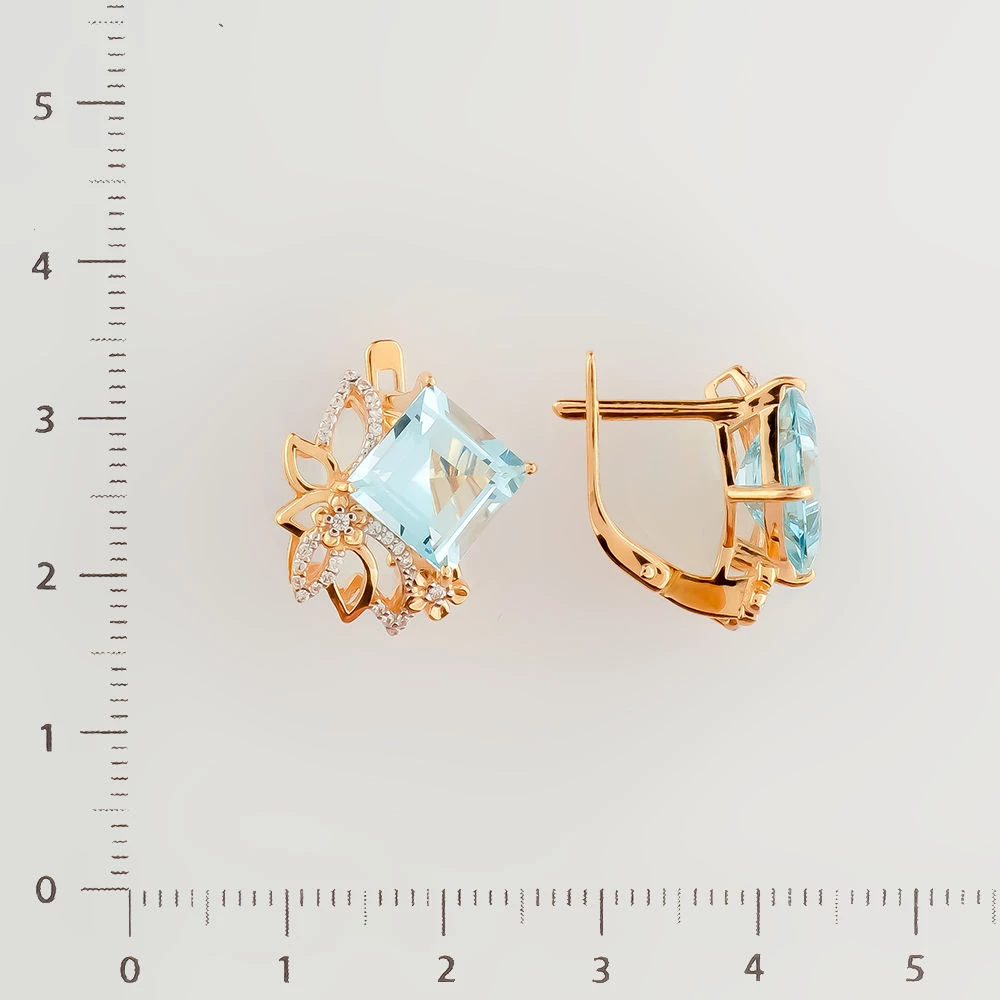 Серьги с топазом из красного золота 585 пробы