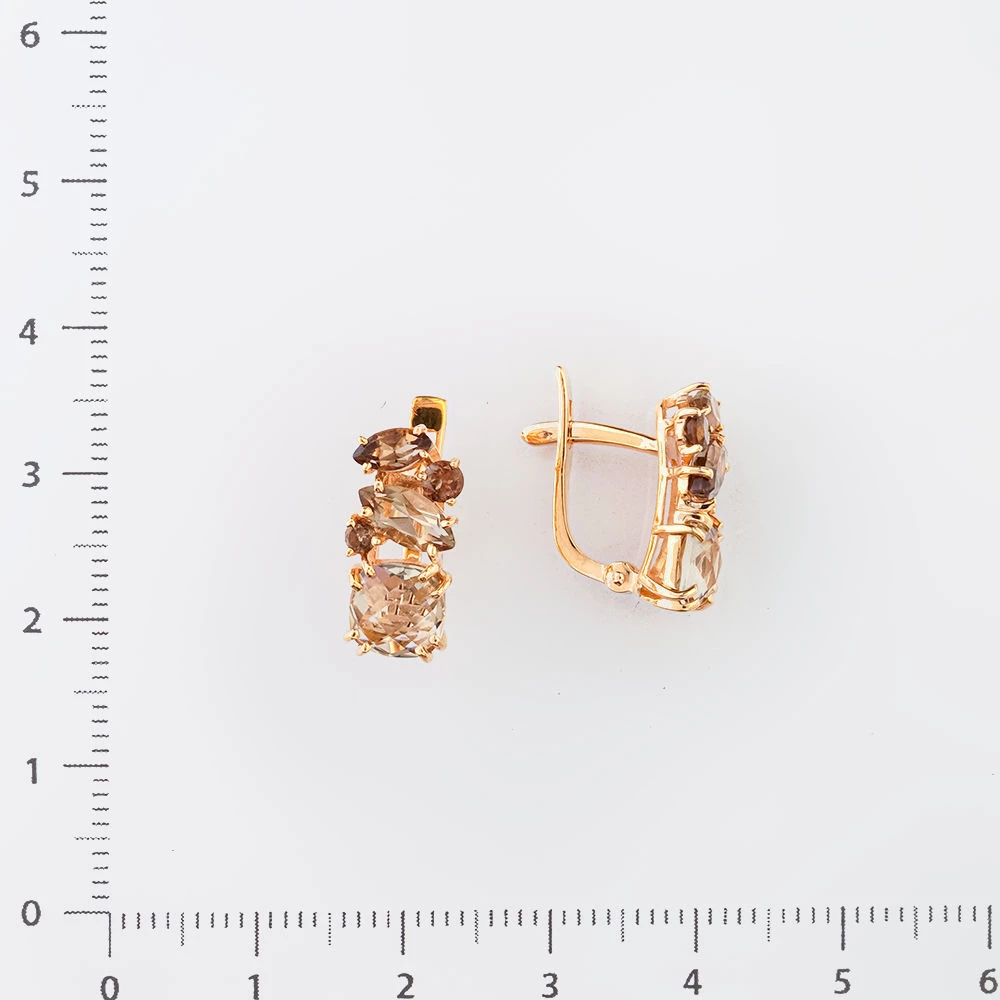 Серьги с раух-топазом из красного золота 585 пробы