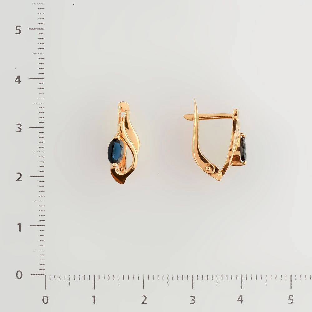 Серьги с сапфиром из красного золота 585 пробы