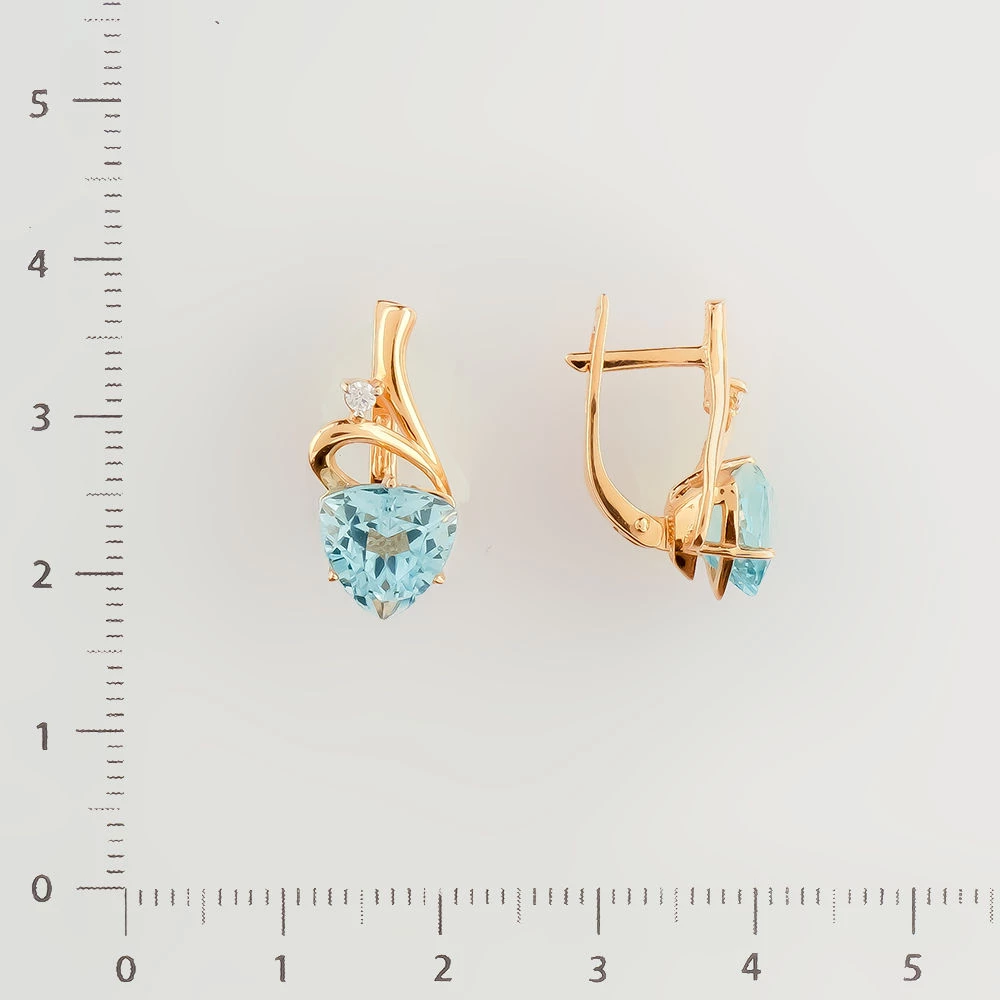 Серьги с топазом из красного золота 585 пробы